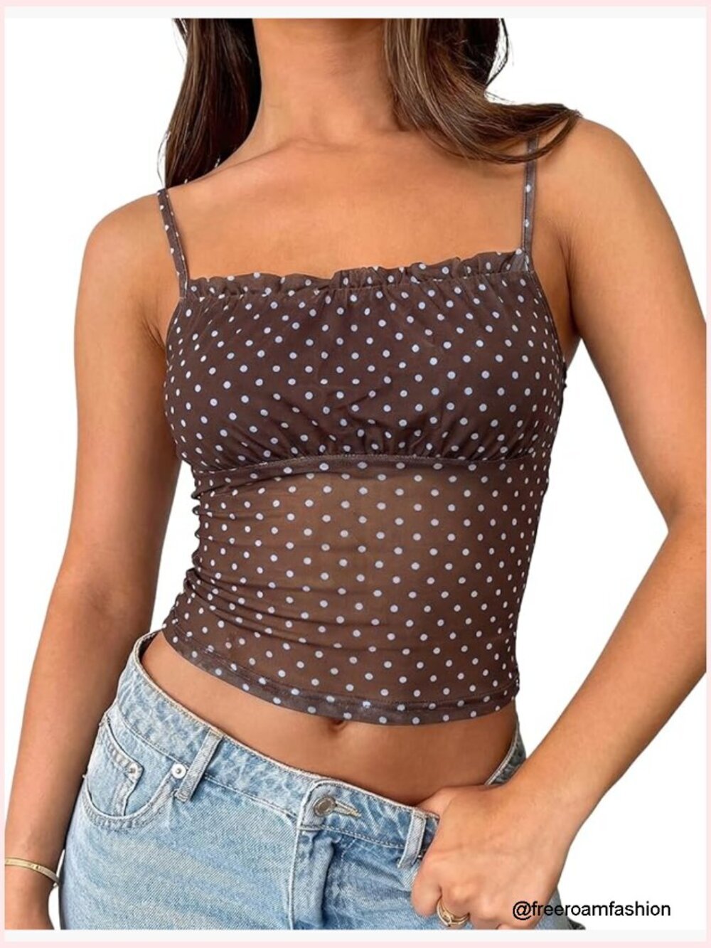 Polka Dot Mesh Crop Tank Top Sleeveless Corset Y2K Going Out Top